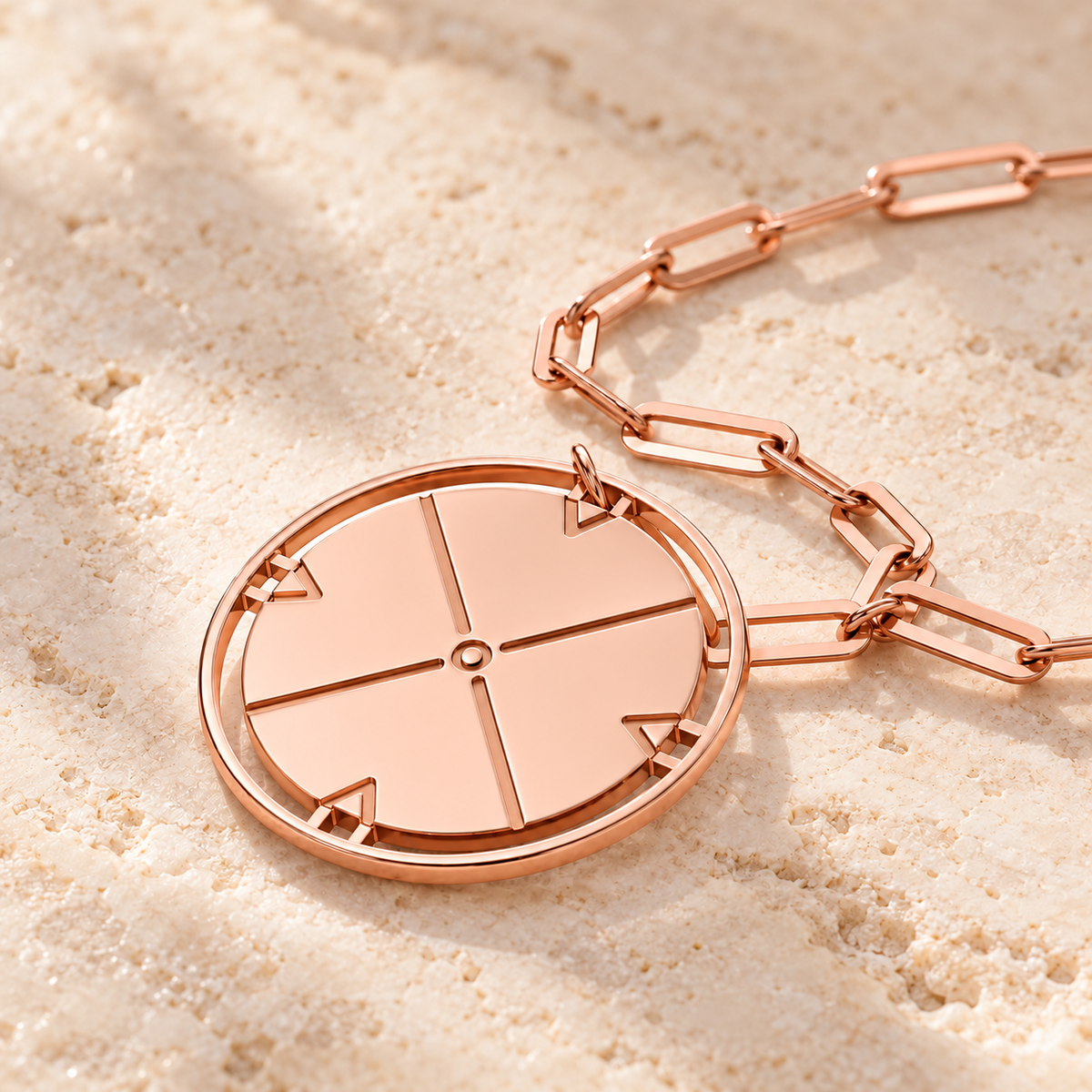 Collier Boussole doré rose