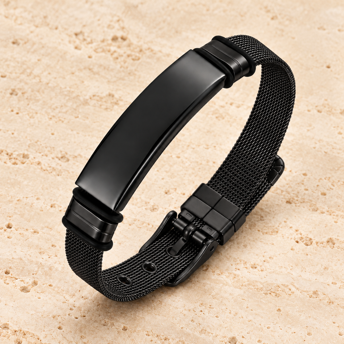 Signature — Bracelet plaque à graver — black