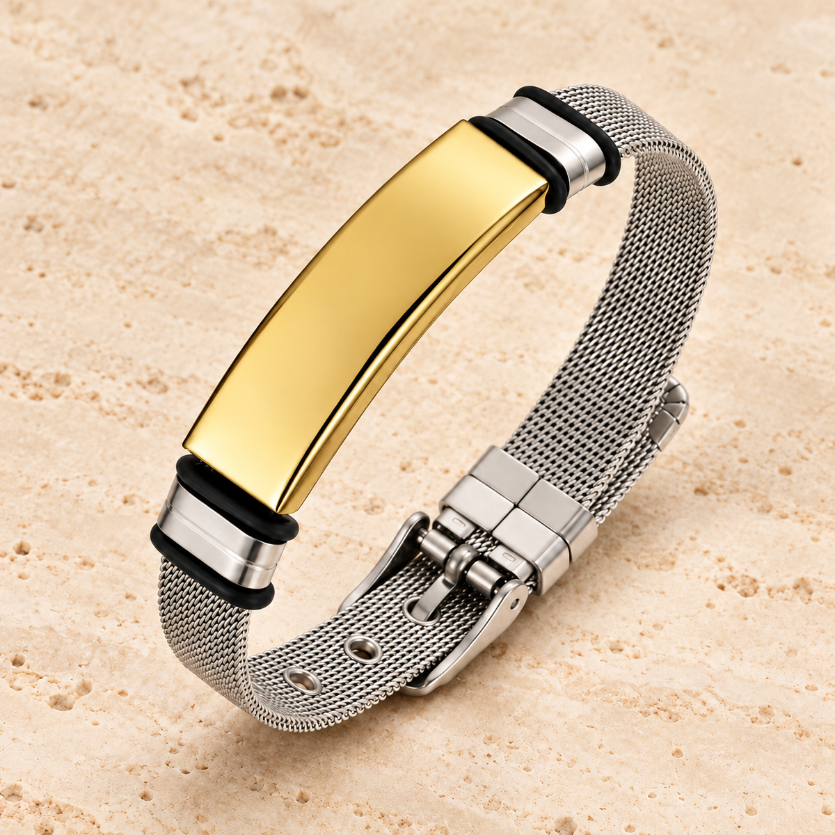 Signature — Bracelet plaque à graver — gold silver