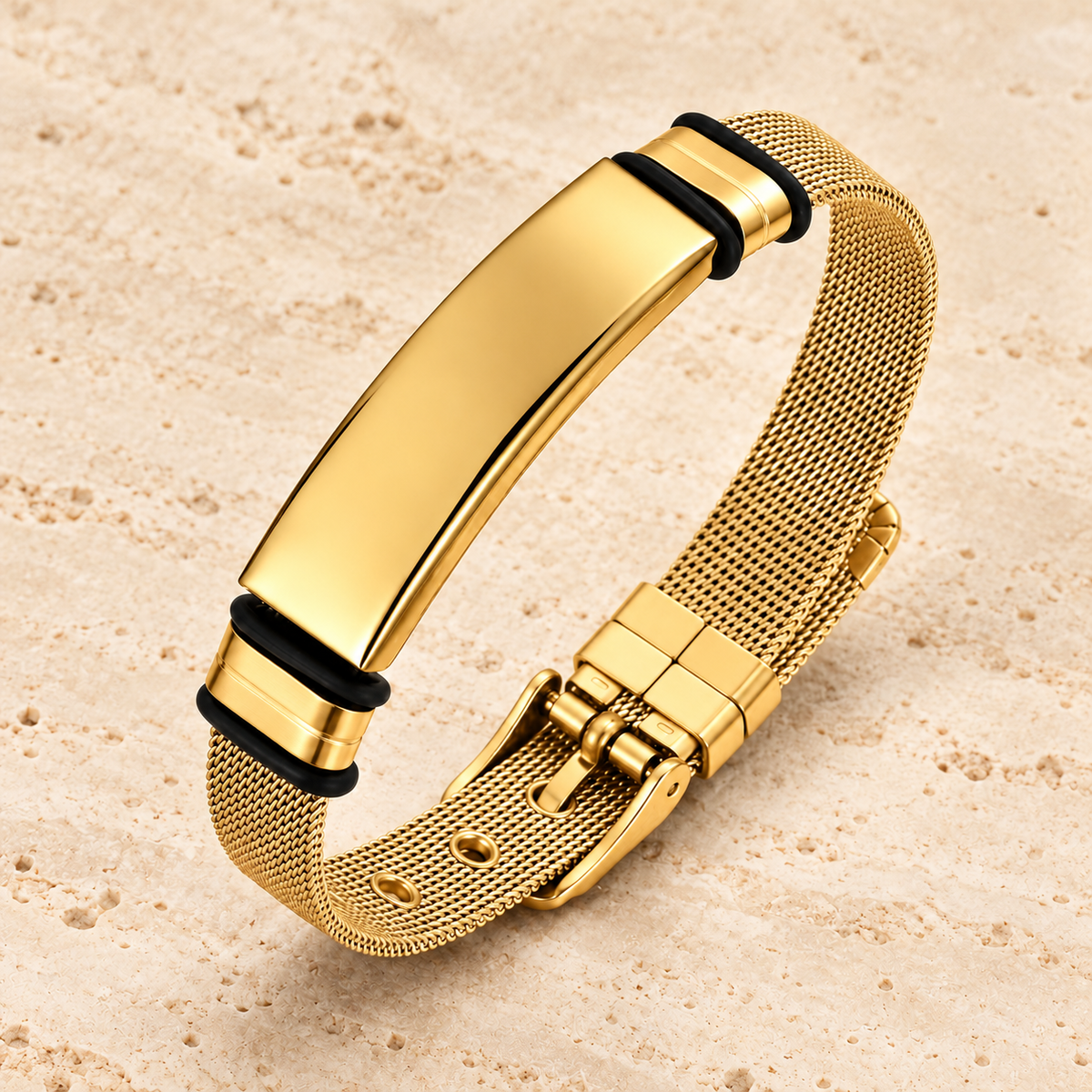Signature — Bracelet plaque à graver — gold